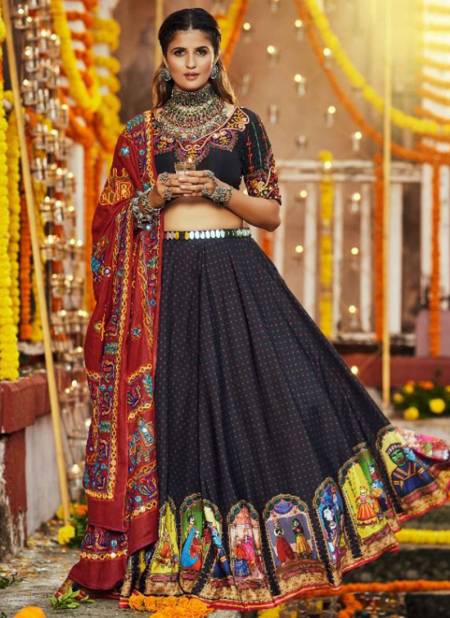 Black Colour Shubhkala Raas New Latest Designer Navratri Special Cotton Lehenga Choli Collection 2124